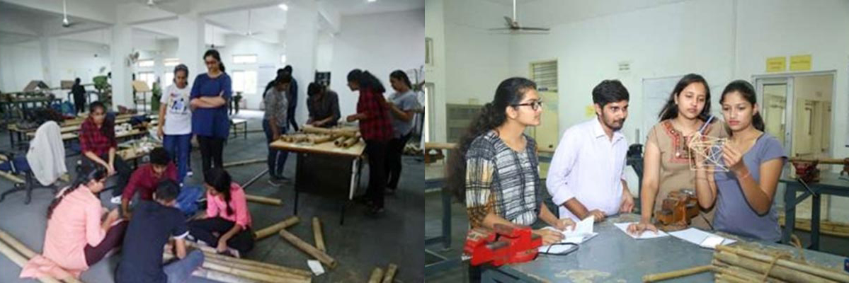 Students participating in carpentry workshop