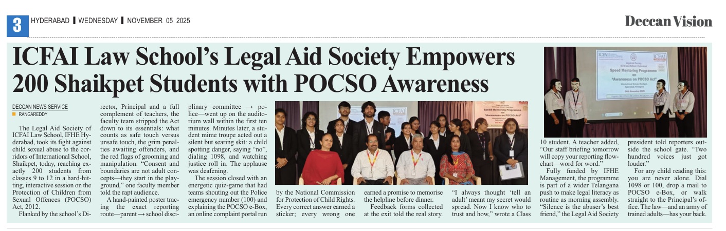 speed mentoring program on Awareness on Protection of Children from Sexual Offenses (POCSO) Act, 2012, on 4th November 2025