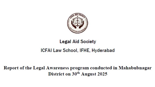 Report of the Legal Awareness program conducted in Mahabubnagar District on August 30, 2025